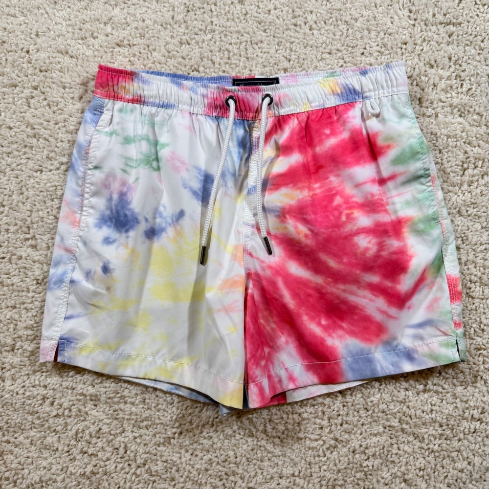 Abercrombie & Fitch Mens Tie Dye Swim Trunks Shorts S Swim Beach Pool Vacay